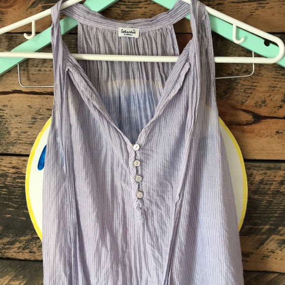 🇺🇸 SPLENDID XS Lavender Pinstripe A-line Tank Silk Cotton Lightweight - Picture 6 of 12